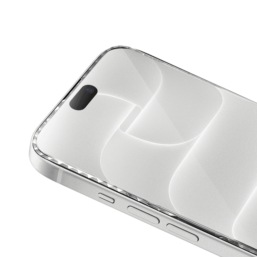 Diamond Cut, twarde szkło z ozdobną diamentową ramką do iPhone 18 Pro Max, srebrne (5) diamond cut, twarde szkło z ozdobną diamentową ramką do iphone 18 pro max, srebrne