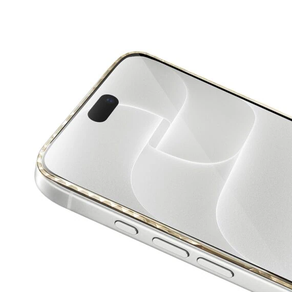 diamond cut, twarde szkło z ozdobną diamentową ramką do iphone 18 pro max, złote
