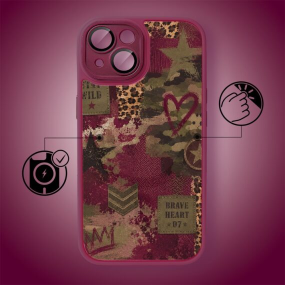 Etui do iPhone 14, Color Flush z Magsafe, z osłoną aparatu, rebel soul, wiśniowe (2)