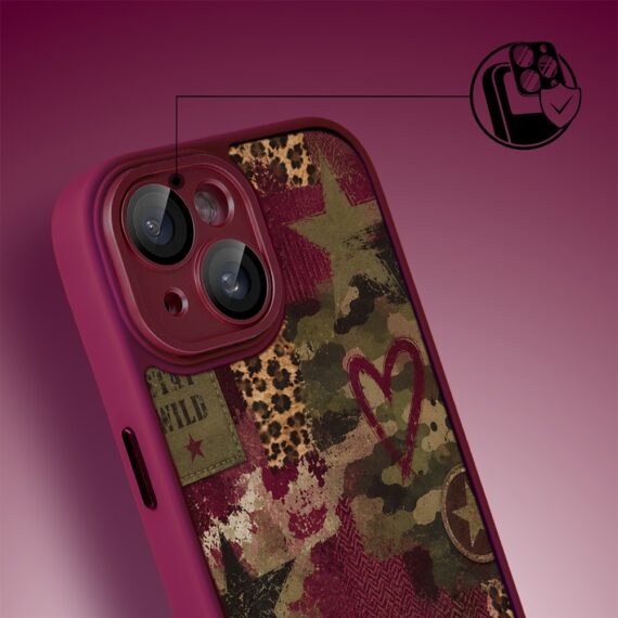 Etui do iPhone 14, Color Flush z Magsafe, z osłoną aparatu, rebel soul, wiśniowe (5)