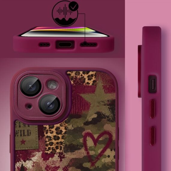 Etui do iPhone 14, Color Flush z Magsafe, z osłoną aparatu, rebel soul, wiśniowe (6)
