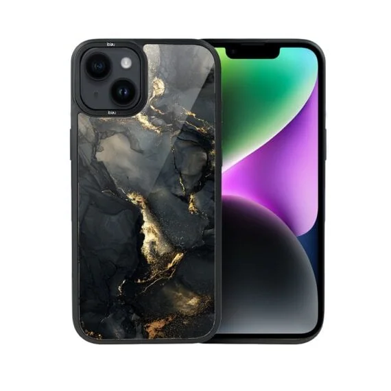 Etui do iPhone 14 IBIZU DropGuard Matt z MagSafe, Ethereal Essence, Czarny diament ze złotem