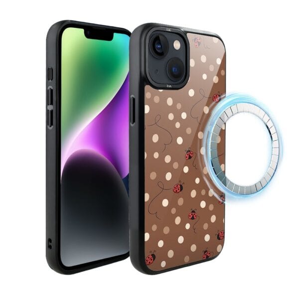 Etui do iPhone 14 IBIZU DropGuard Matt z MagSafe, Bella Fantasia, Kawowe biedronki