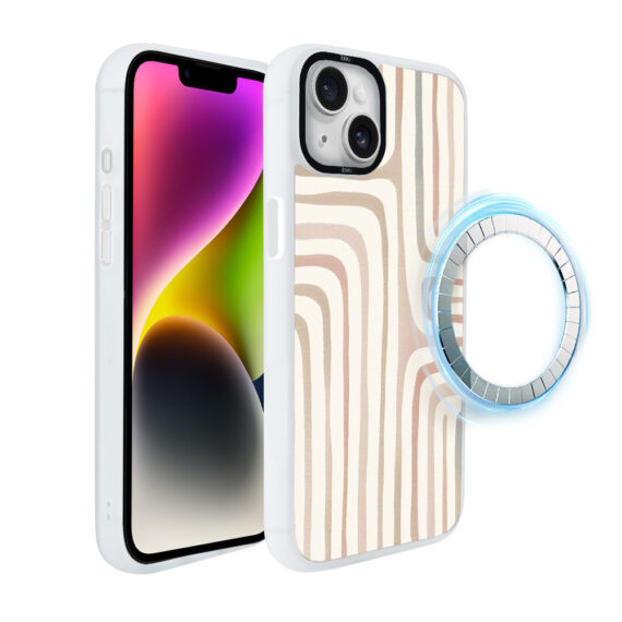 Etui do iPhone 14 Plus IBIZU DropGuard Matt z MagSafe, Boho, Piaskowy labirynt (3)