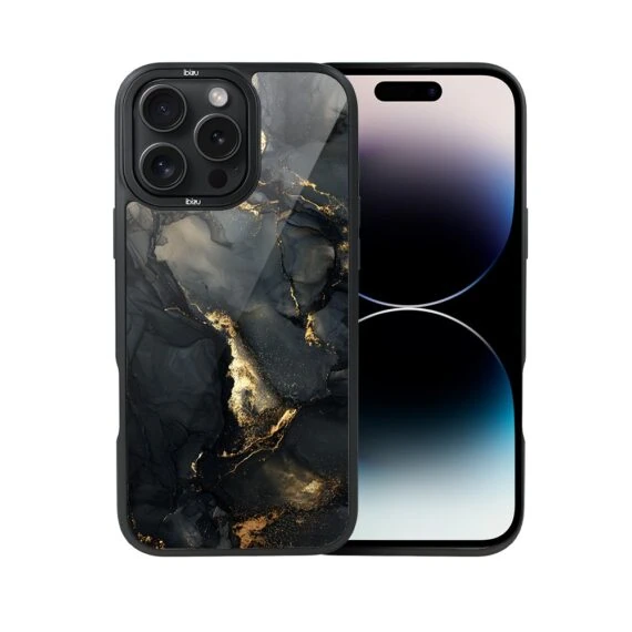 Etui do iPhone 14 Pro IBIZU DropGuard Matt z MagSafe, Ethereal Essence, Czarny diament ze złotem pro