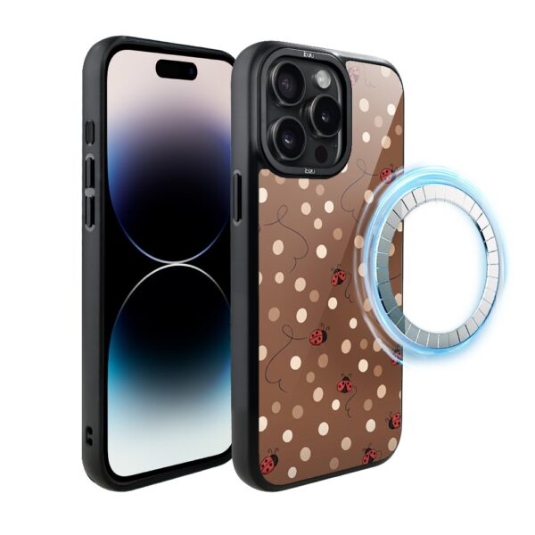 Etui do iPhone 14 Pro Max IBIZU DropGuard Matt z MagSafe, Bella Fantasia, Kawowe biedronki