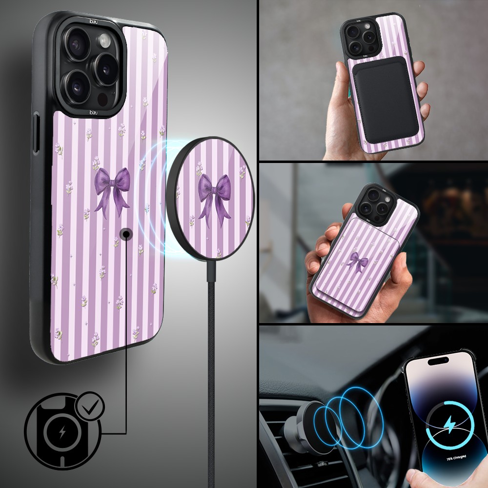 Etui do iPhone 14 Pro Max IBIZU DropGuard Matt z MagSafe, Bella Fantasia, Lawendowa kokarda (8)