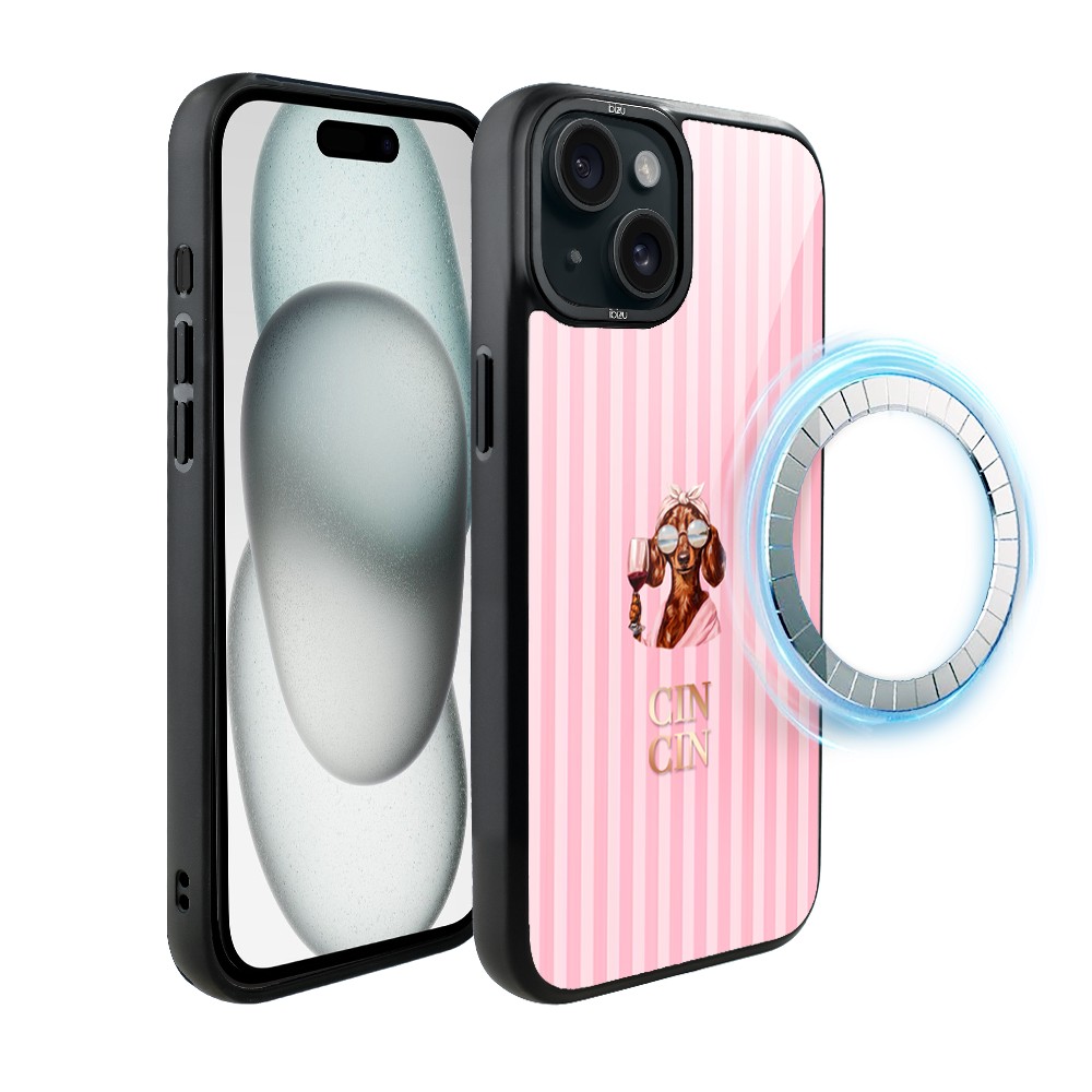 Etui do iPhone 15 IBIZU DropGuard Matt z MagSafe, Bella Fantasia, Cin Cin Bella