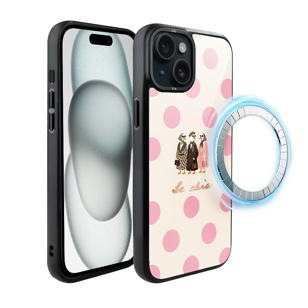 Etui do iPhone 15 IBIZU DropGuard Matt z MagSafe, Bella Fantasia, Paryskie groszki