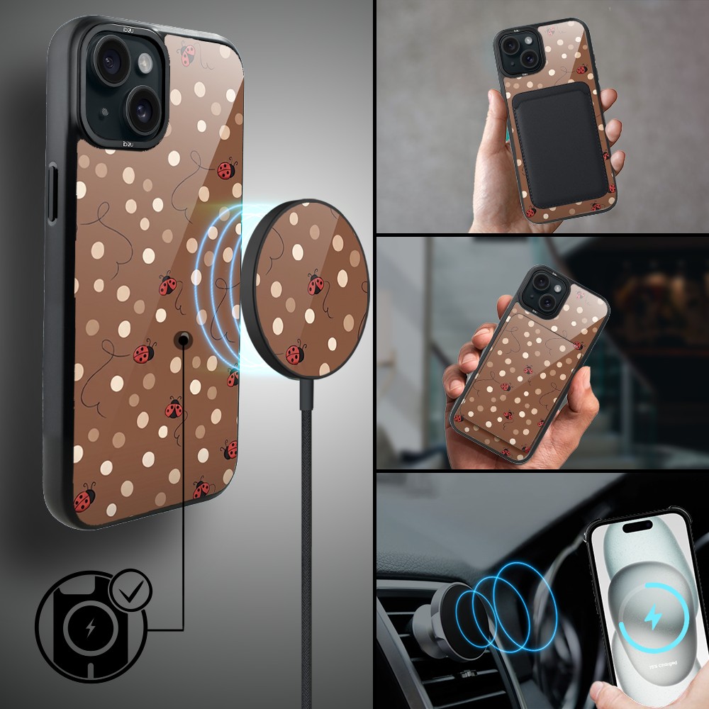 Etui do iPhone 15 Plus DropGuard Matt z MagSafe, Bella Fantasia, Kawowe biedronki (1)