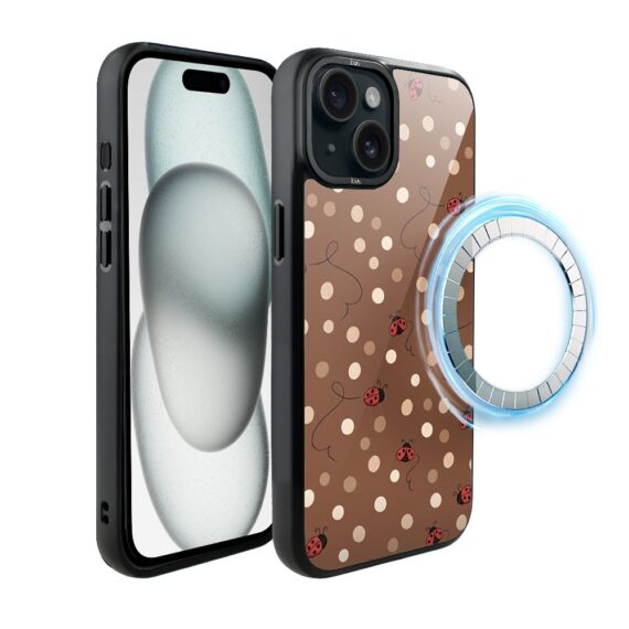 Etui do iPhone 15 Plus DropGuard Matt z MagSafe, Bella Fantasia, Kawowe biedronki (6)