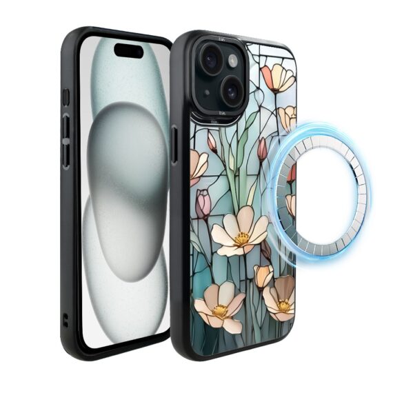 Etui do iPhone 15 Plus IBIZU DropGuard Matt z MagSafe, Barwy Szkła, Szept kwiatów polnych, poprawione (1)
