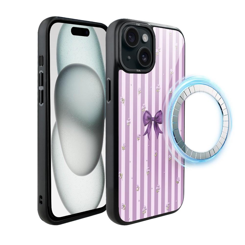Etui do iPhone 15 IBIZU DropGuard Matt z MagSafe, Bella Fantasia, Lawendowa kokarda