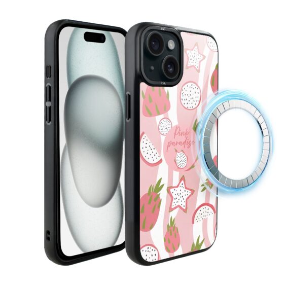 Etui do iPhone 15 Plus IBIZU DropGuard Matt z MagSafe, Bella Fantasia, Różowa pitaja (3)