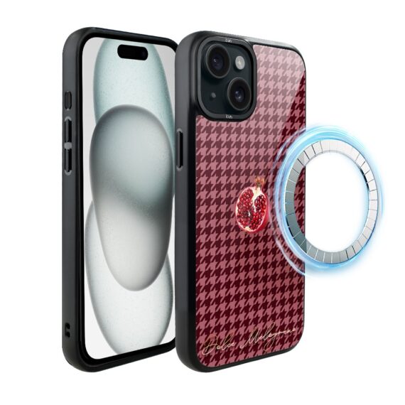 Etui do iPhone 15 Plus IBIZU DropGuard Matt z MagSafe, Bella Fantasia, Rubinowy granat (6)