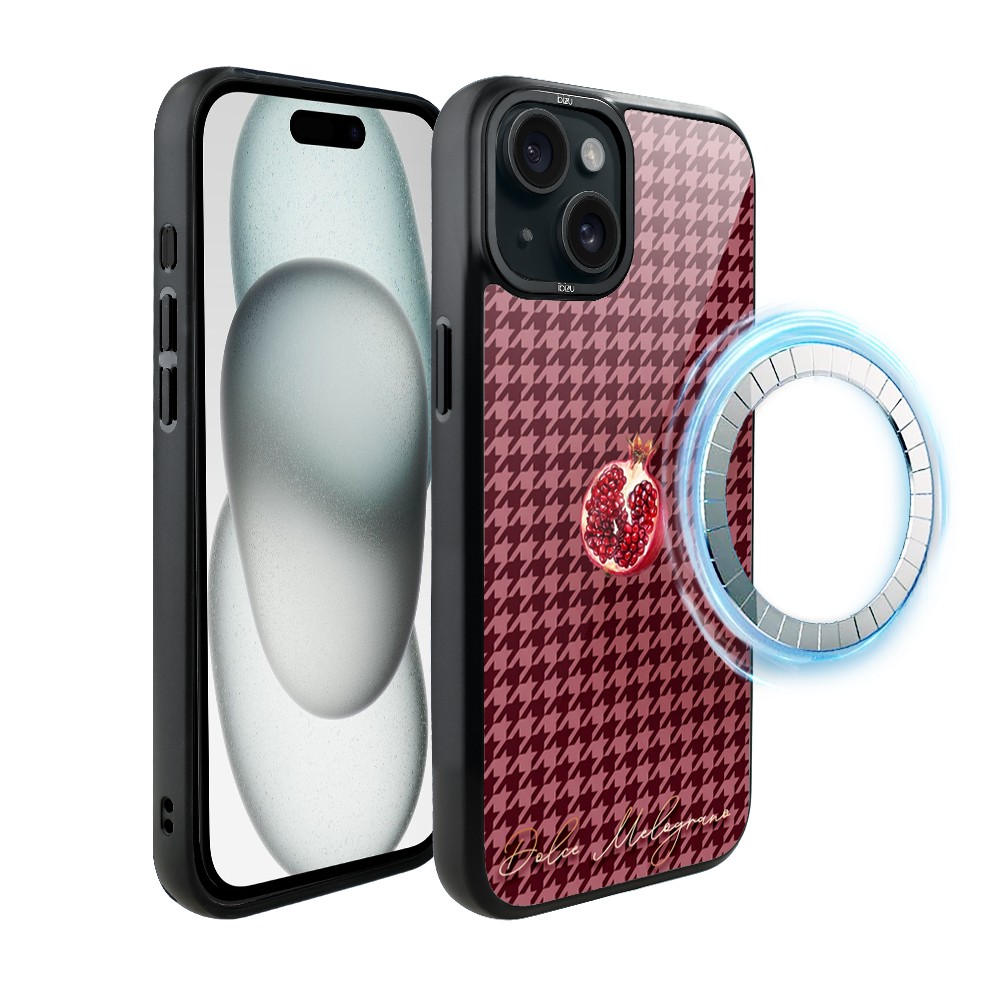 Etui do iPhone 15 IBIZU DropGuard Matt z MagSafe, Bella Fantasia, Rubinowy granat