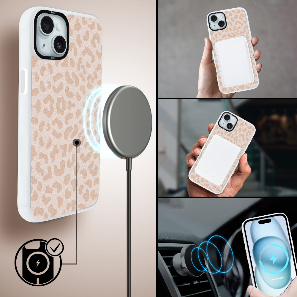 Etui do iPhone 15 Plus IBIZU DropGuard Matt z MagSafe, Boho, Delikatna panterka (5)