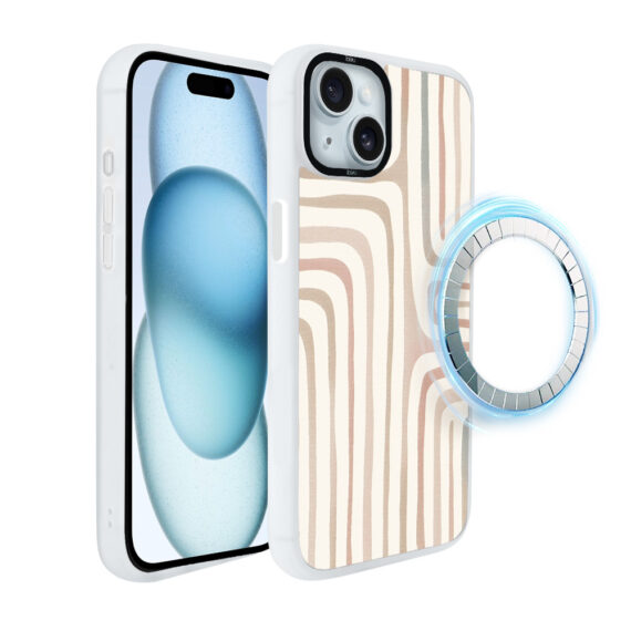 Etui do iPhone 15 Plus IBIZU DropGuard Matt z MagSafe, Boho, Piaskowy labirynt (3)
