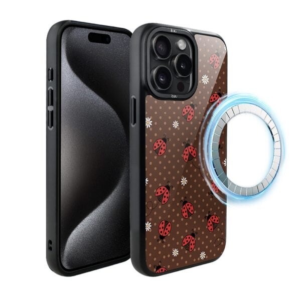 Etui do iPhone 15 Pro IBIZU DropGuard Matt z MagSafe, Bella Fantasia, Wesołe biedronki