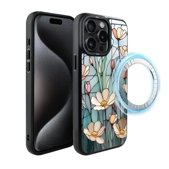 Etui do iPhone 15 Pro Max IBIZU DropGuard Matt z MagSafe, Barwy Szkła, Szept kwiatów polnych, poprawne (3)