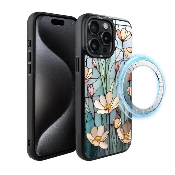 Etui do iPhone 15 Pro IBIZU DropGuard Matt z MagSafe, Barwy Szkła, Szept kwiatów polnych