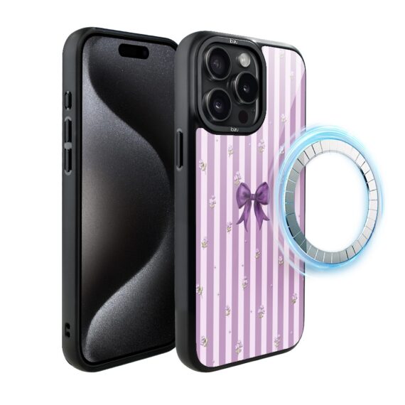 Etui do iPhone 15 Pro Max IBIZU DropGuard Matt z MagSafe, Bella Fantasia, Lawendowa kokarda (3)