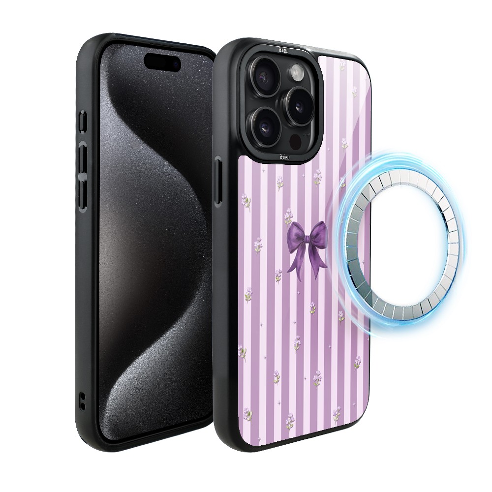 Etui do iPhone 15 Pro IBIZU DropGuard Matt z MagSafe, Bella Fantasia, Lawendowa kokarda