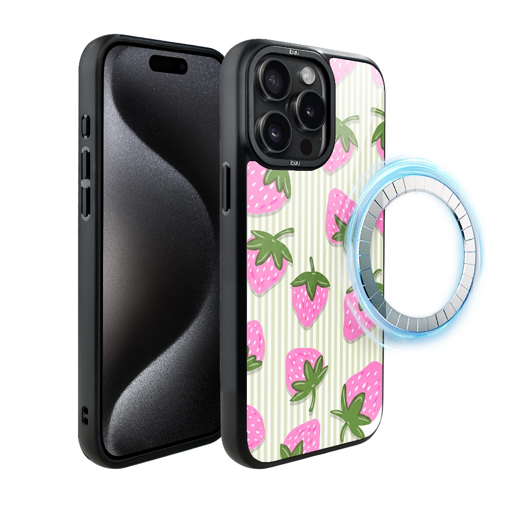 Etui do iPhone 15 Pro Max IBIZU DropGuard Matt z MagSafe, Bella Fantasia, Truskawkowa łąka