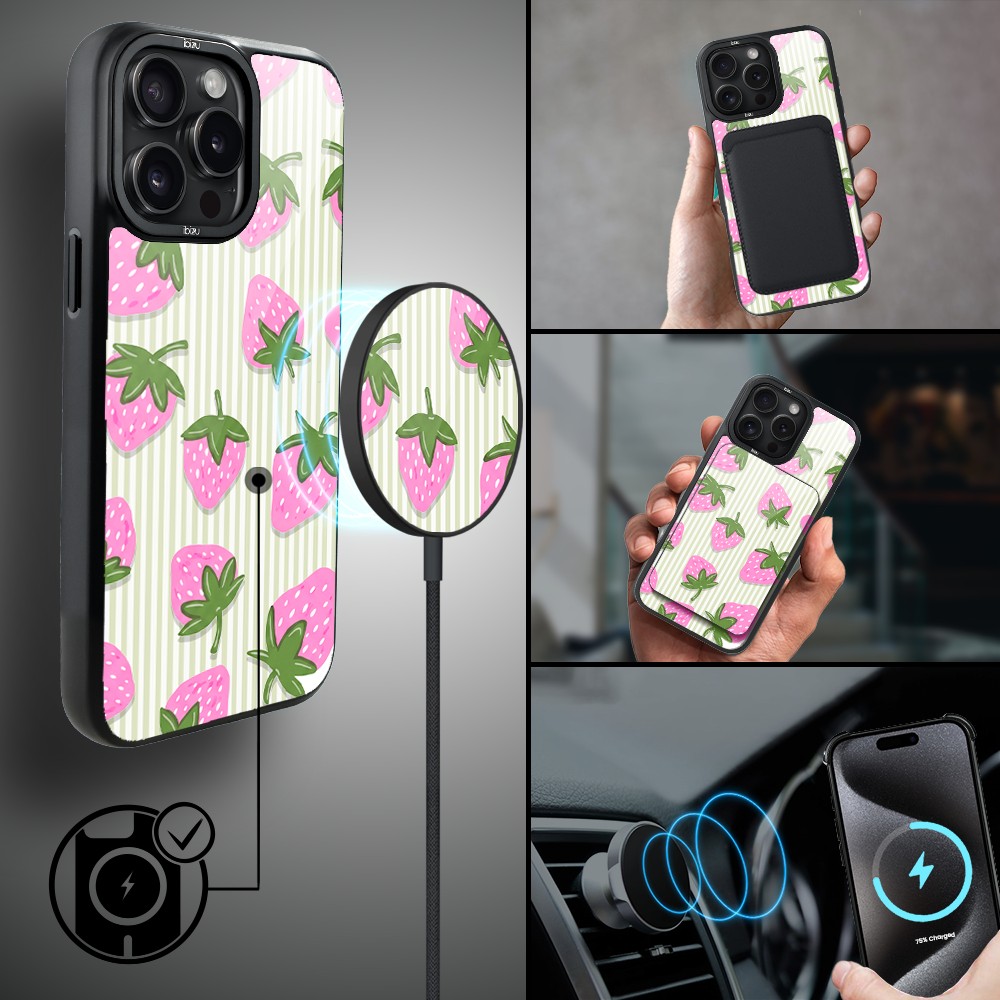 Etui do iPhone 15 Pro Max IBIZU DropGuard Matt z MagSafe, Bella Fantasia, Truskawkowa łąka (7)