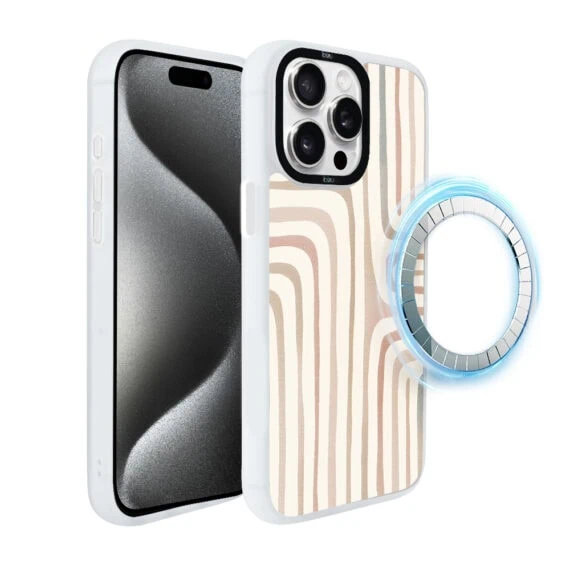 Etui do iPhone 15 Pro Max IBIZU DropGuard Matt z MagSafe, Boho, Piaskowy labirynt (4)