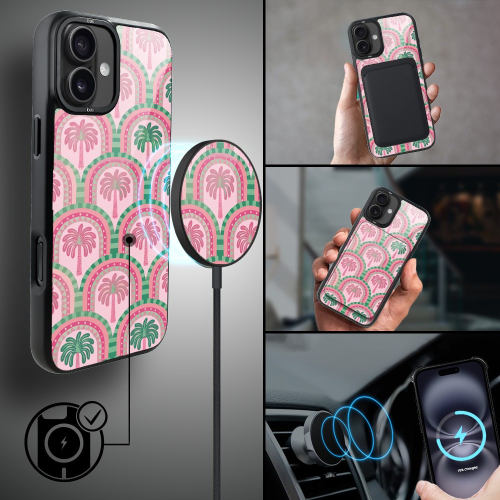Etui do iPhone 16 IBIZU DropGuard Matt z MagSafe, Bella Fantasia, Palmy na Capri (7)
