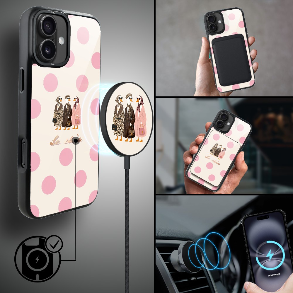 Etui do iPhone 16 IBIZU DropGuard Matt z MagSafe, Bella Fantasia, Paryskie groszki-1