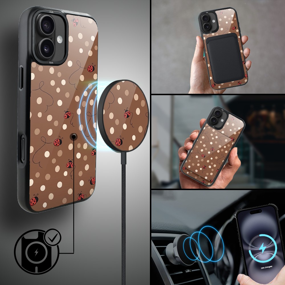 Etui do iPhone 16 Plus DropGuard Matt z MagSafe, Bella Fantasia, Kawowe biedronki (8)