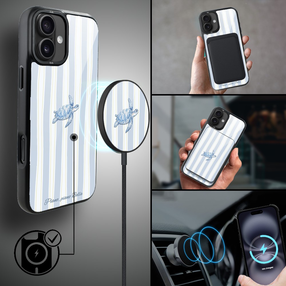 Etui do iPhone 16 Plus IBIZU DropGuard Matt z MagSafe, Bella Fantasia, Grecki żółw (2)