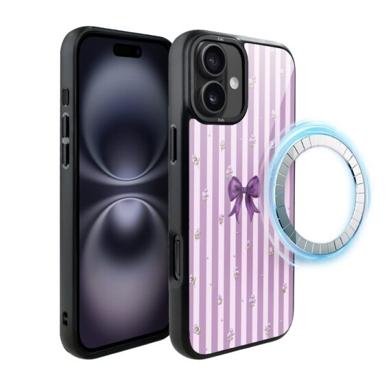 Etui do iPhone 16 Plus IBIZU DropGuard Matt z MagSafe, Bella Fantasia, Lawendowa kokarda (5)