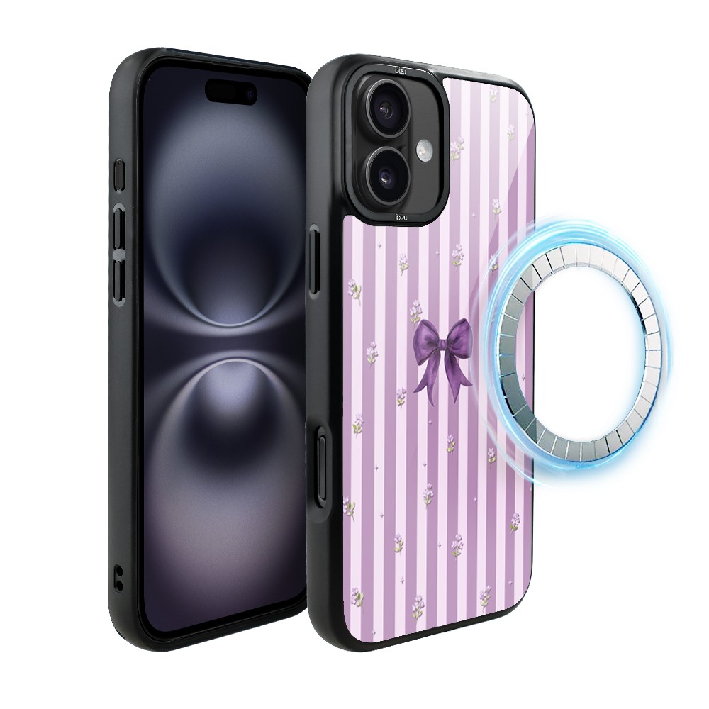 Etui do iPhone 16 IBIZU DropGuard Matt z MagSafe, Bella Fantasia, Lawendowa kokarda