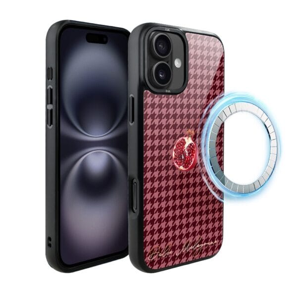 Etui do iPhone 16 IBIZU DropGuard Matt z MagSafe, Bella Fantasia, Rubinowy granat