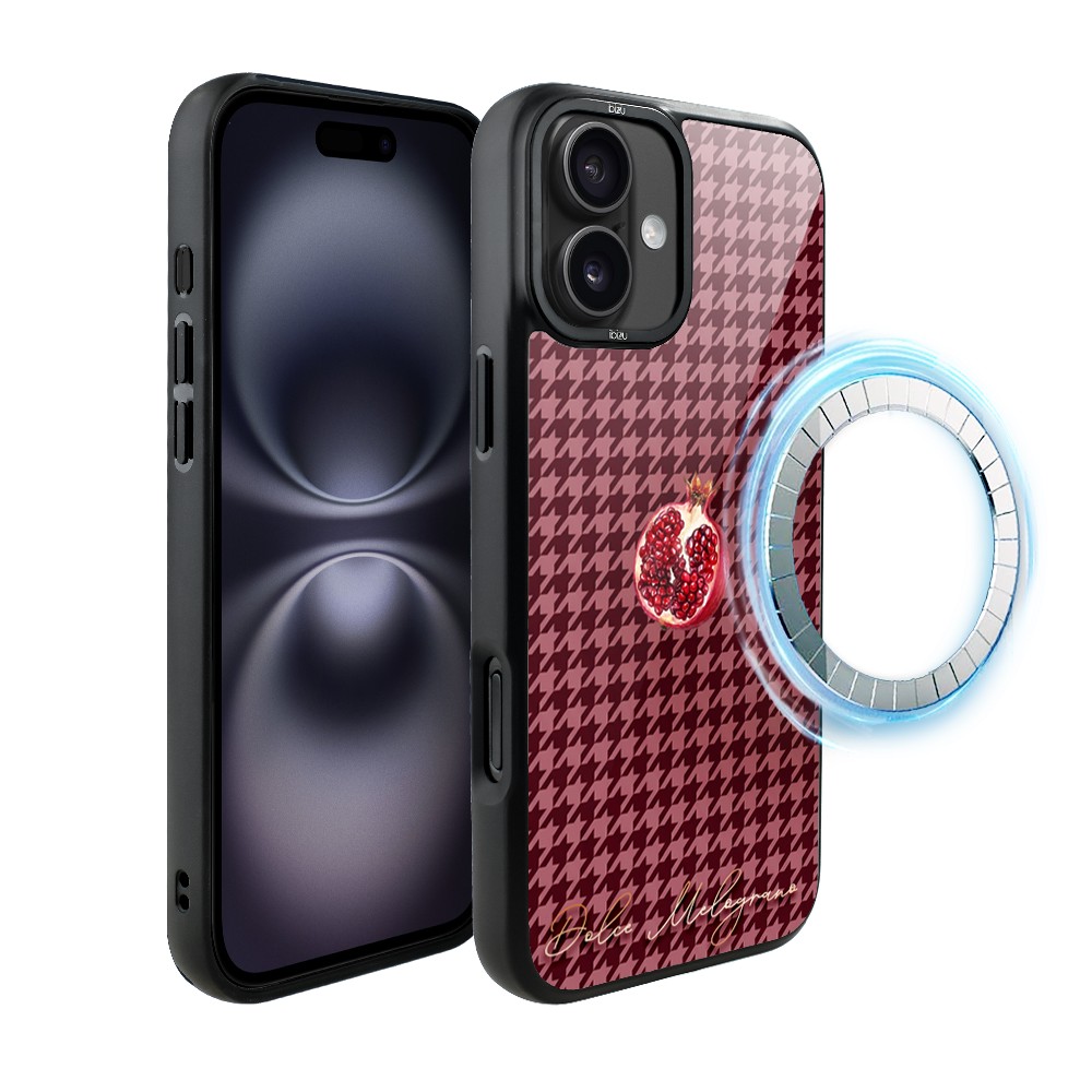 Etui do iPhone 16 IBIZU DropGuard Matt z MagSafe, Bella Fantasia, Rubinowy granat