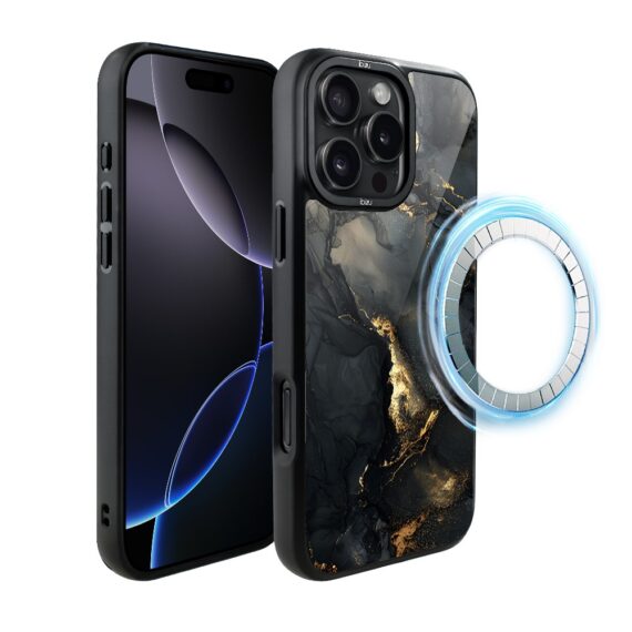 Etui do iPhone 16 Pro IBIZU DropGuard Matt z MagSafe, Ethereal Essence, Czarny diament ze złotem pro-6