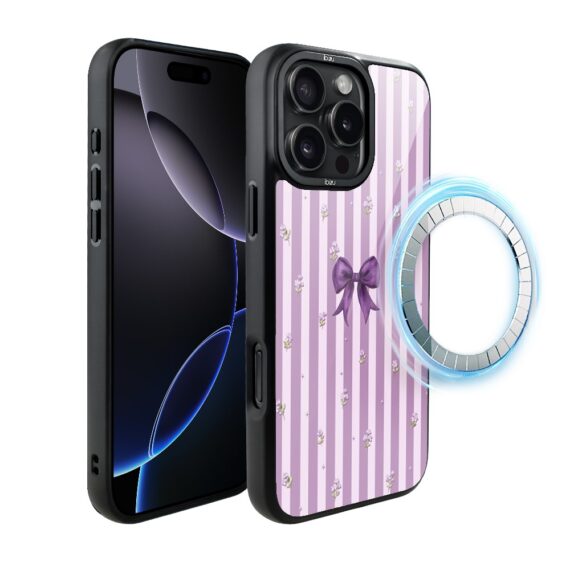 Etui do iPhone 16 Pro Max IBIZU DropGuard Matt z MagSafe, Bella Fantasia, Lawendowa kokarda (5)