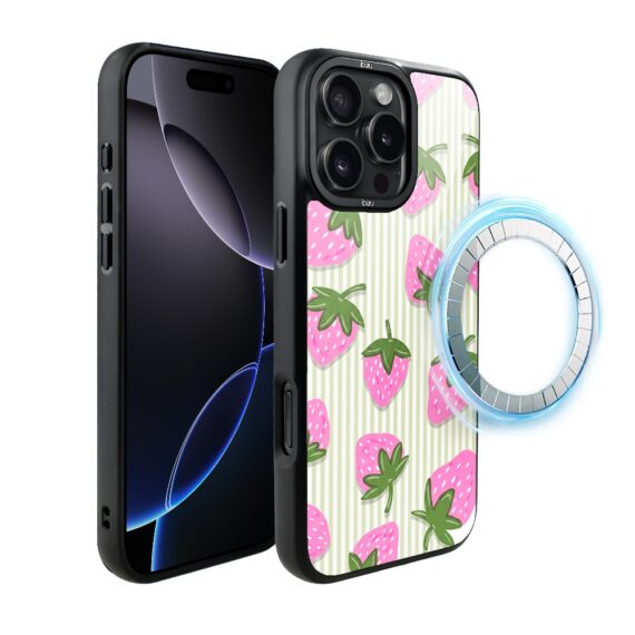 Etui do iPhone 16 Pro Max IBIZU DropGuard Matt z MagSafe, Bella Fantasia, Truskawkowa łąka (2)