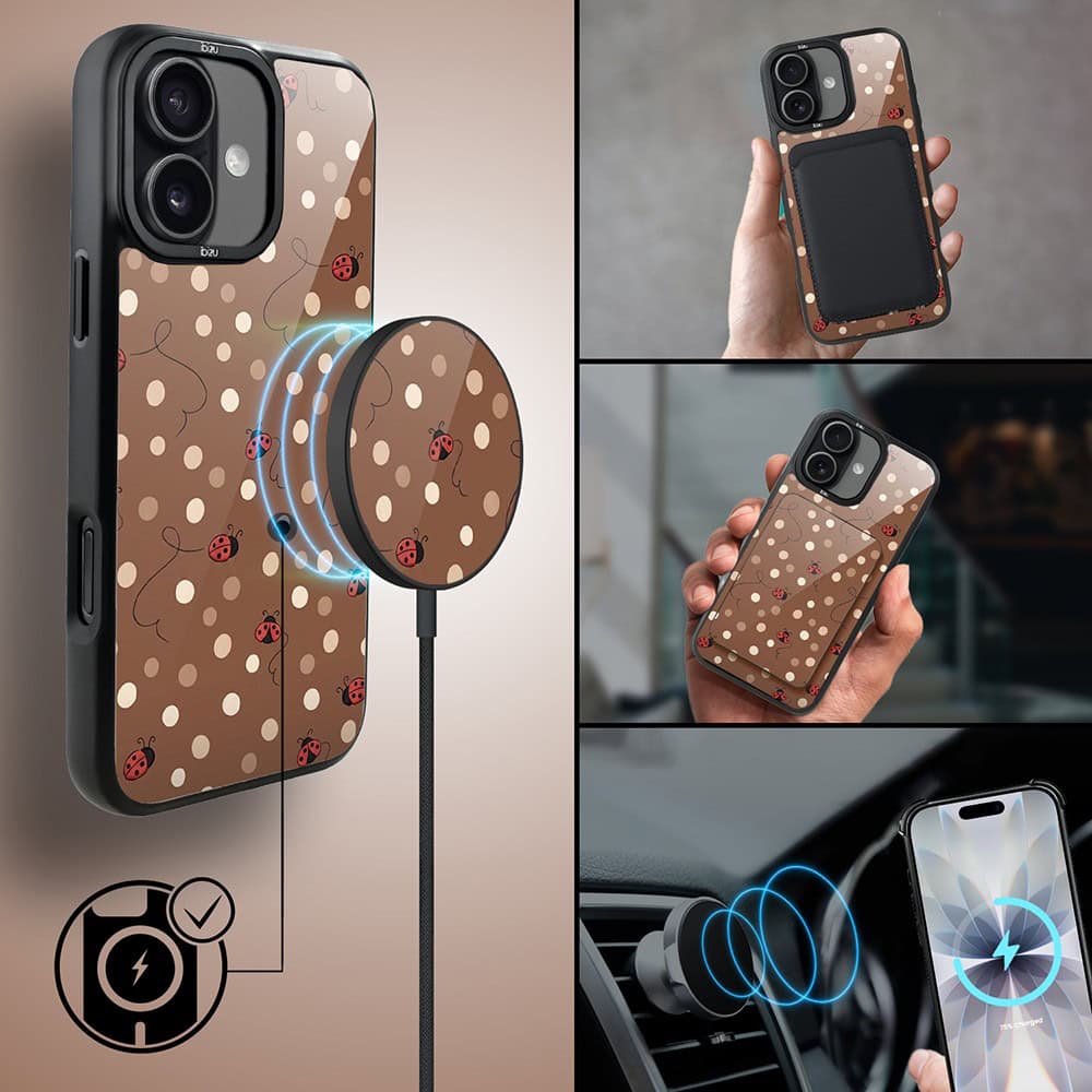 Etui do iPhone 17 DropGuard Matt z MagSafe, Bella Fantasia, Kawowe biedronki (4)