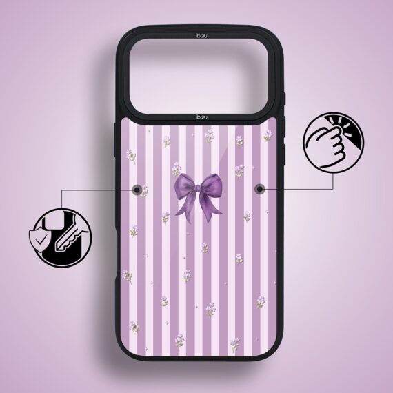 Etui do iPhone 17 Pro Max IBIZU DropGuard Matt z MagSafe, Bella Fantasia, Lawendowa kokarda (3)