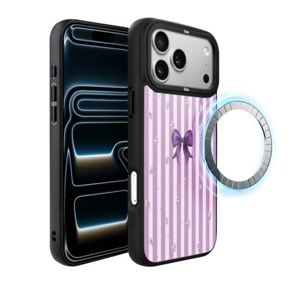 Etui do iPhone 17 Pro Max IBIZU DropGuard Matt z MagSafe, Bella Fantasia, Lawendowa kokarda (4)
