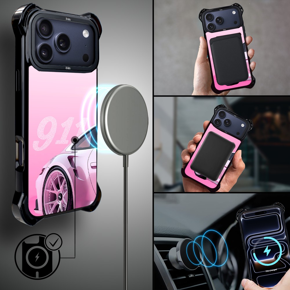Etui do iPhone 17 Pro Max IBIZU DropGuard Ultra z MagSafe, TechDrive, 911 różowe, nowe (5)