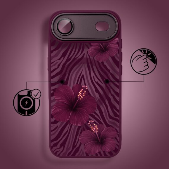 Etui do iPhone Air Color Flush z MagSafe, z osłoną aparatu, egzotyczny hibiskus, wiśniowe (2)