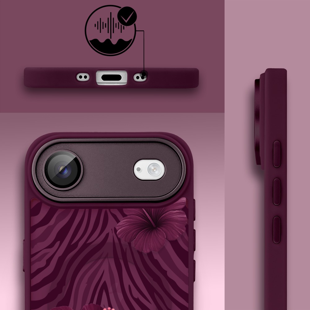 Etui do iPhone Air Color Flush z MagSafe, z osłoną aparatu, egzotyczny hibiskus, wiśniowe (6)