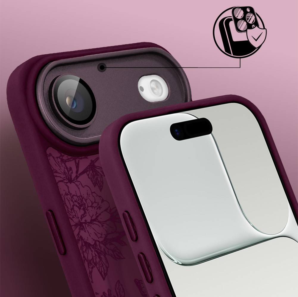 Etui do iPhone Air Color Flush z MagSafe, z osłoną aparatu, nocka botanika, wiśniowe (5)