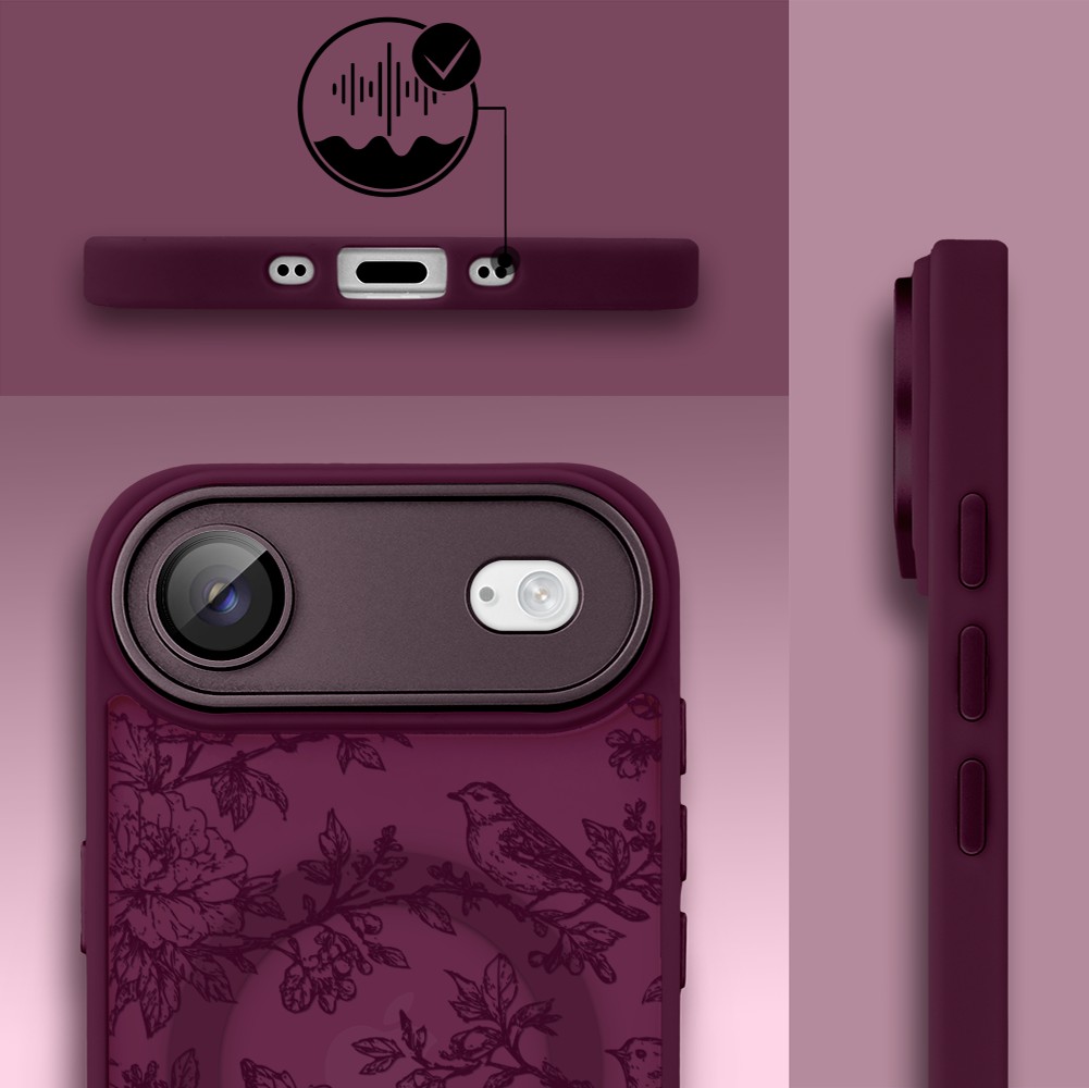 Etui do iPhone Air Color Flush z MagSafe, z osłoną aparatu, nocka botanika, wiśniowe (6)