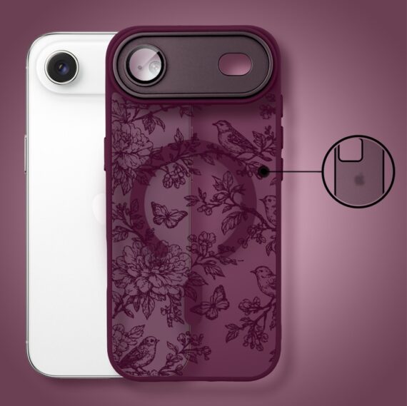 Etui do iPhone Air Color Flush z MagSafe, z osłoną aparatu, nocka botanika, wiśniowe (7)
